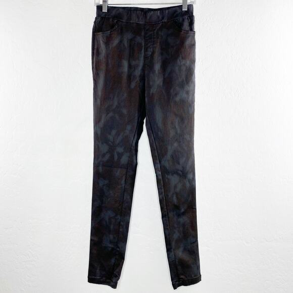 Sophyline Paris Dark Metallic Black Grey Camo Jeggings Leggings  Medium - Picture 2 of 10